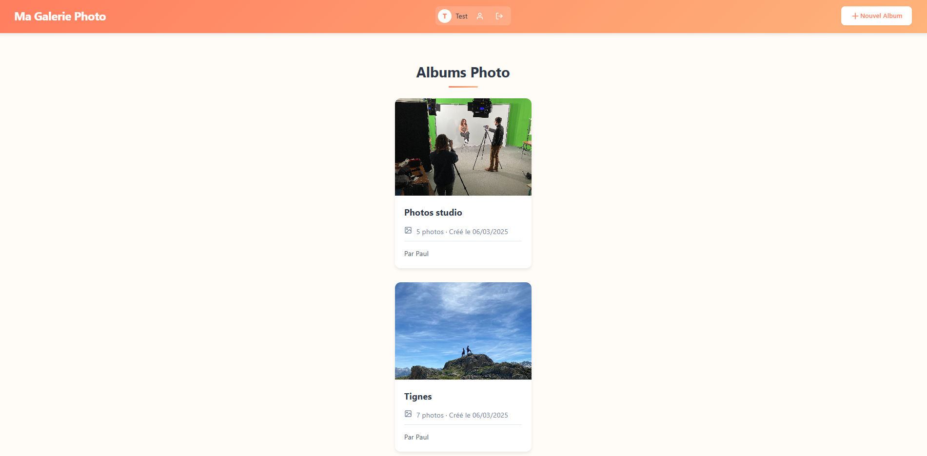 Site Ma Galerie Photo page album